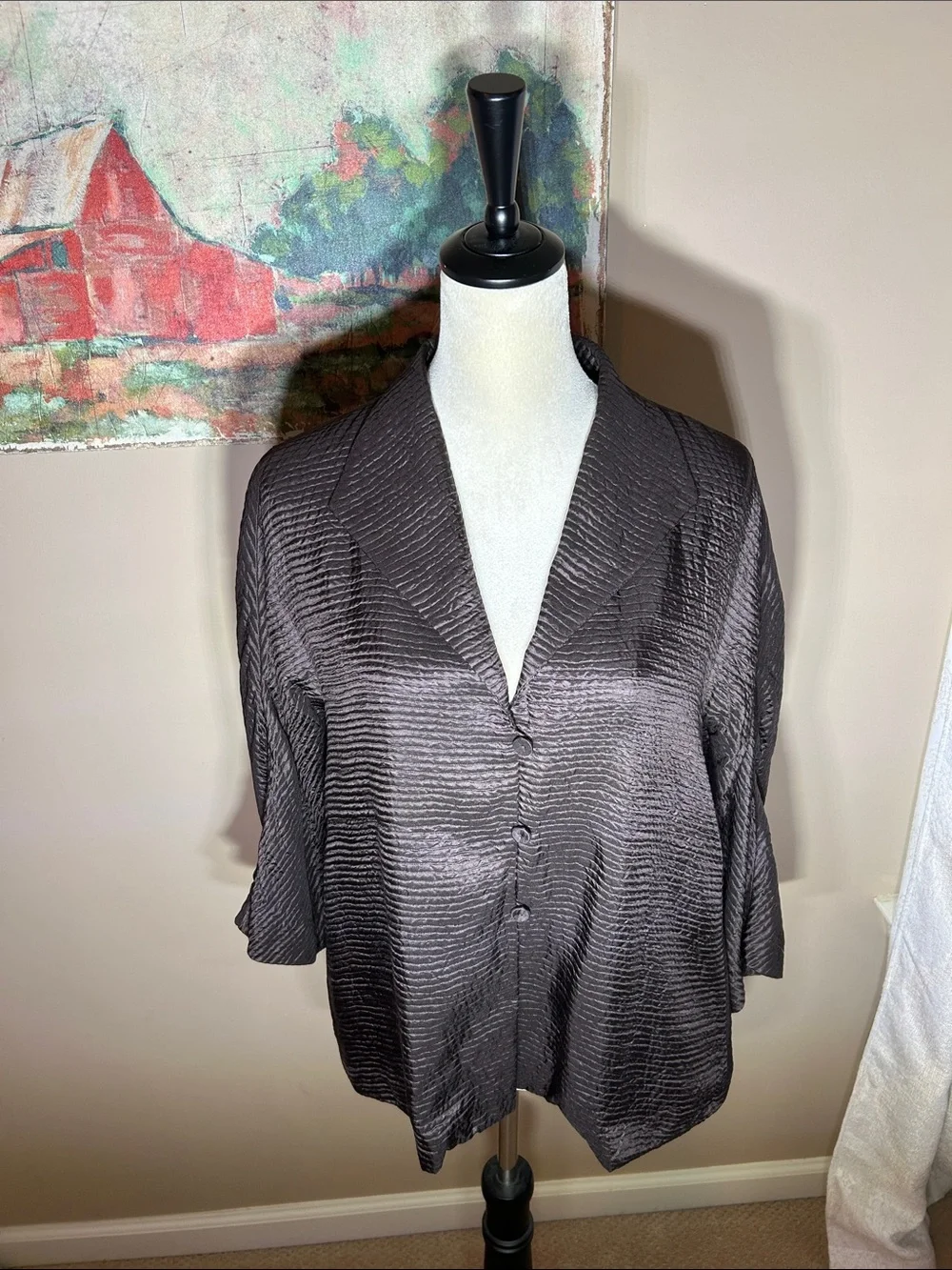 Eileen Fisher Textured silk and wool Button-Front Jacket
